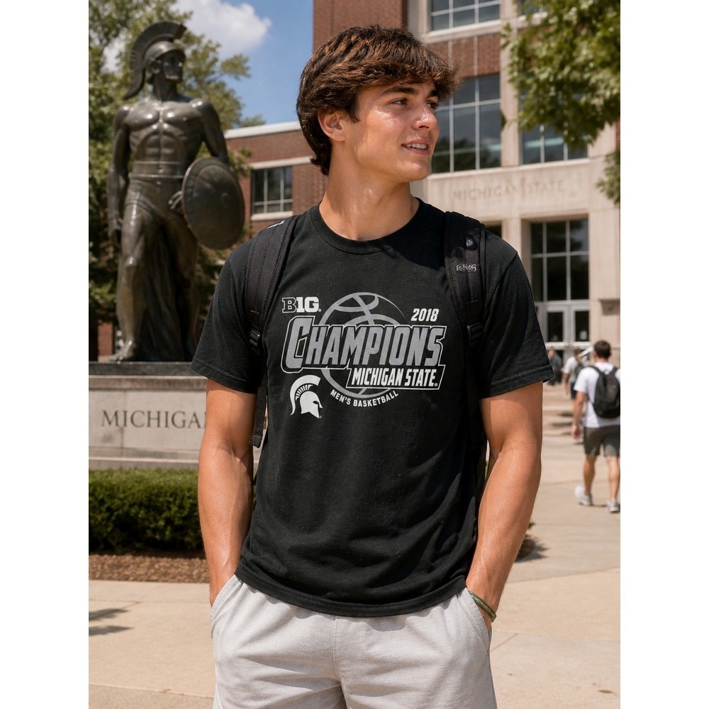 Michigan State Spartans 2018 Big Ten Champions Tee Mens Small Green MSU B1G